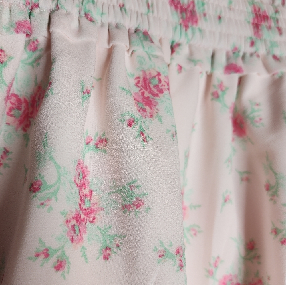 Janie and Jack Petal Pink Floral Chiffon Tiered Pull On Skirt Kids Youth Size 16 - Picture 3 of 12